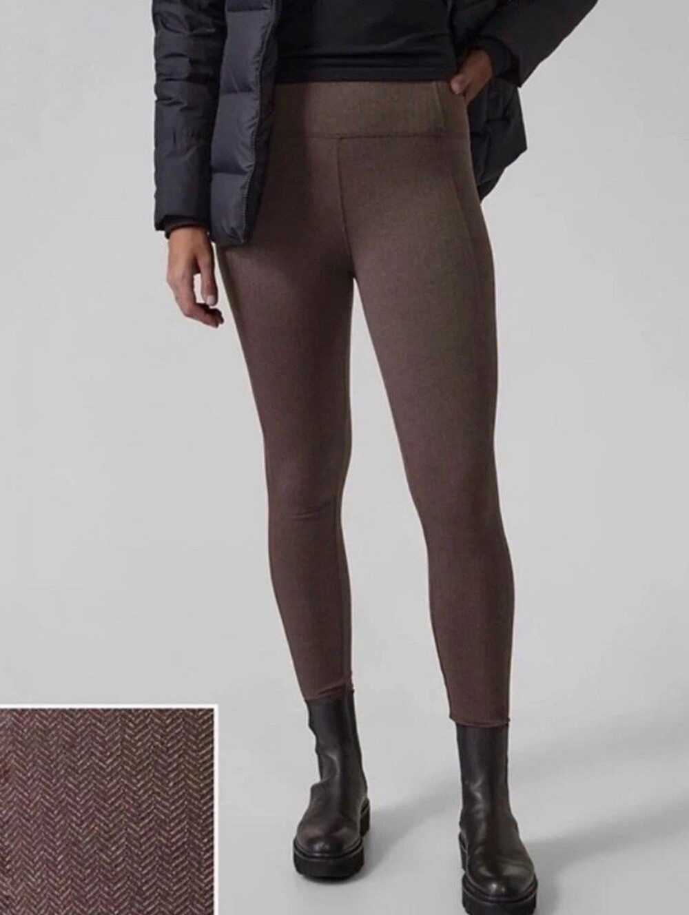 Athleta Delancey Herringbone Tights Medium Tall Maroon NWOT 29" Inseam